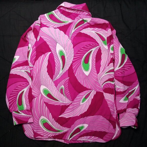 Vintage Pykettes Paisley Flourish Polyester Disco Shirt - Picture 5 of 5